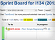 Sprint Board with actual progress reflection and calculation of team velocity
